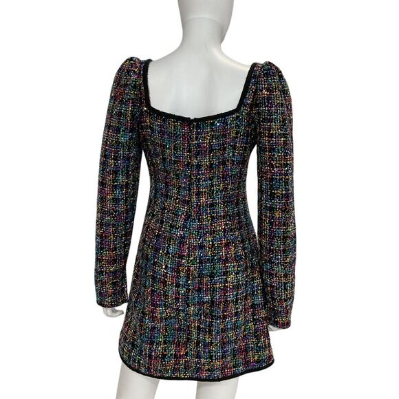 Sau Lee Sequin Tweed Black Multi Jenna Mini Dress Size 6 - Picture 3 of 5